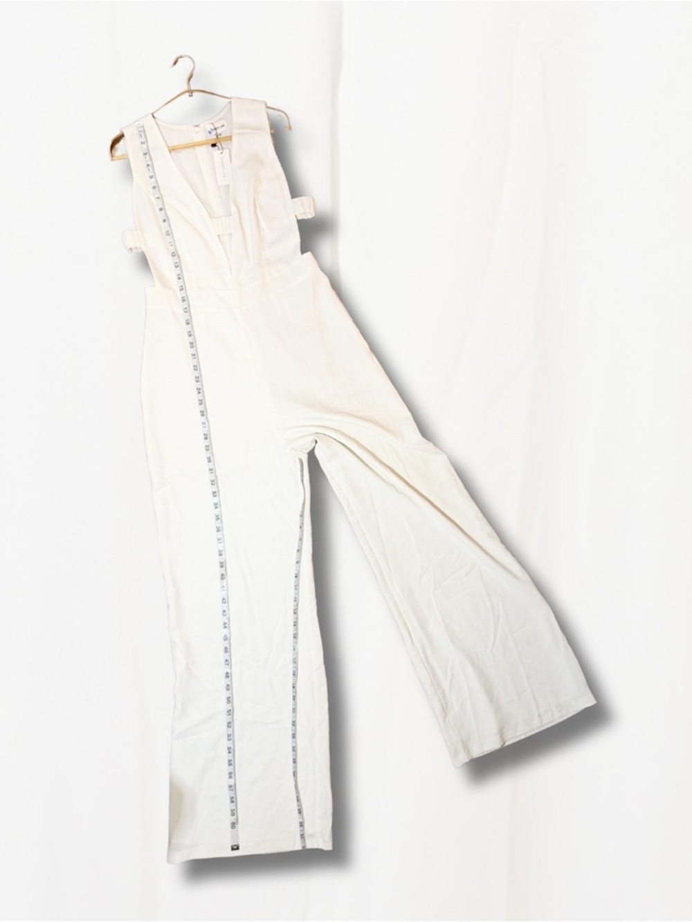 Sugarlips Cream Deep-V Wide Leg Jumpsuit - Picture 4 of 4